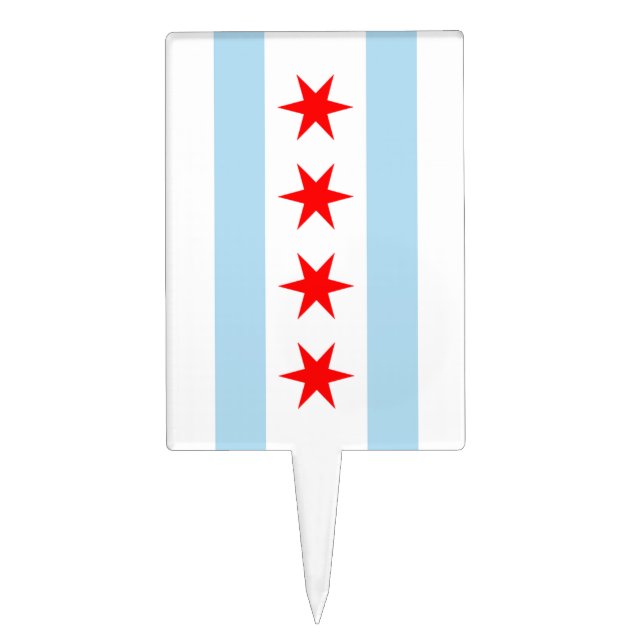Flag of Chicago Cake Pick (Front)