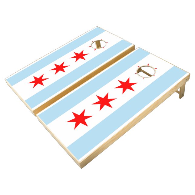 Flag of Chicago Cornhole Set (Angled)