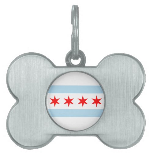 Flag of Chicago Dog Bone Tag