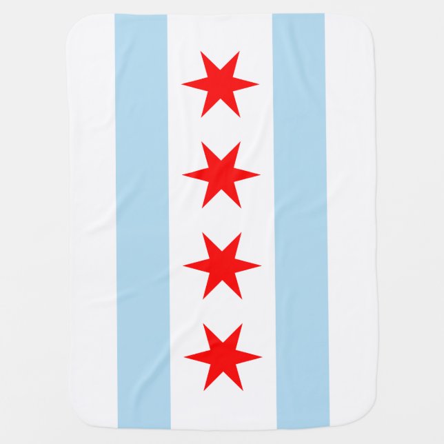 Flag of Chicago, Illinois Baby Blanket (Front)