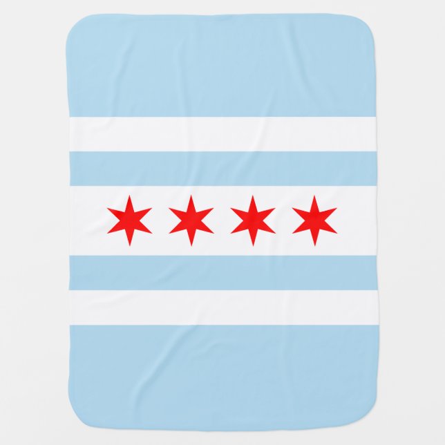 Flag of Chicago, Illinois Baby Blanket (Front)