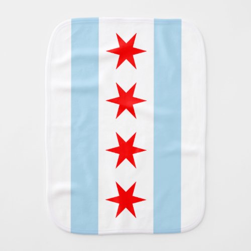 Flag of Chicago Illinois Baby Burp Cloth