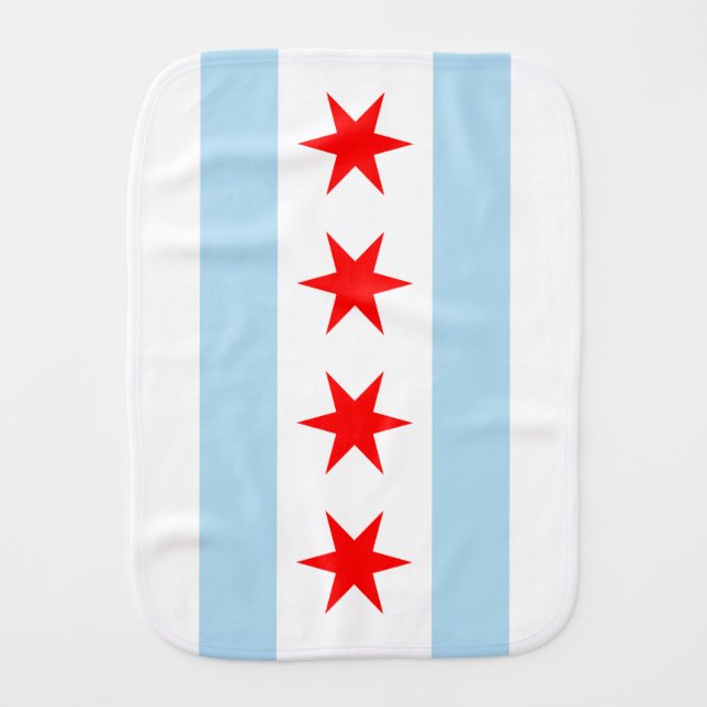 Flag of Chicago, Illinois Baby Burp Cloth (Front)