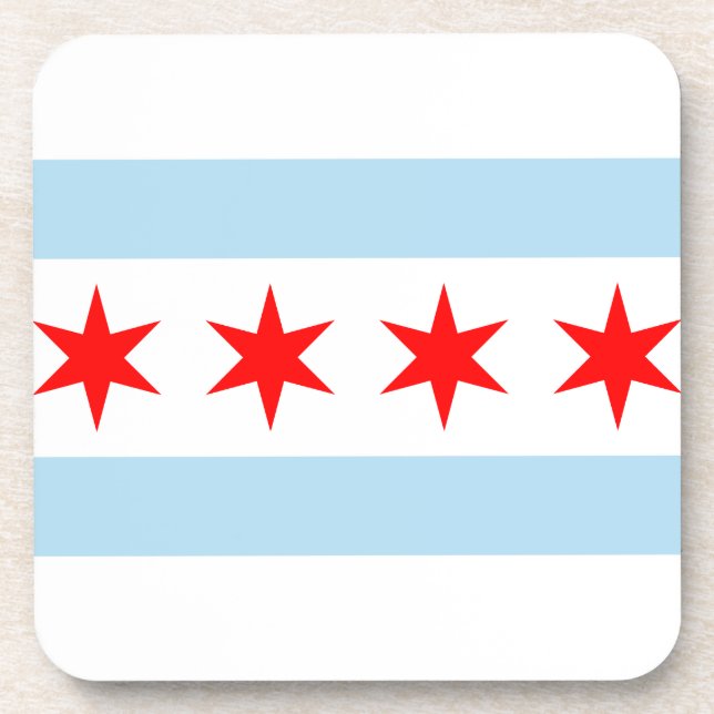 Flag of Chicago, Illinois Beverage Coaster (Front)
