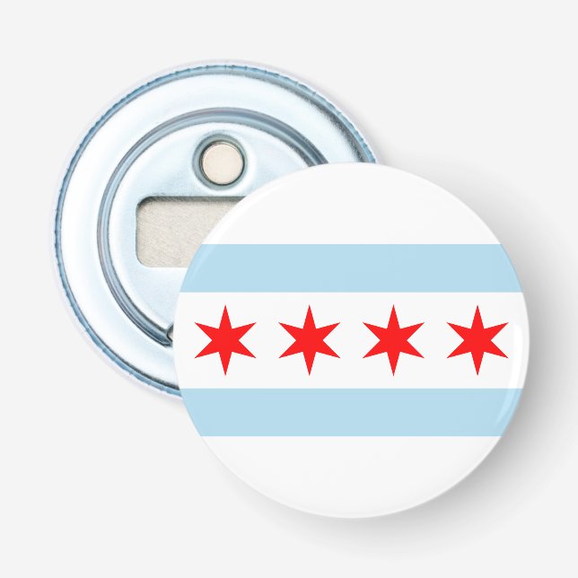 Flag of Chicago, Illinois Bottle Opener (Front)