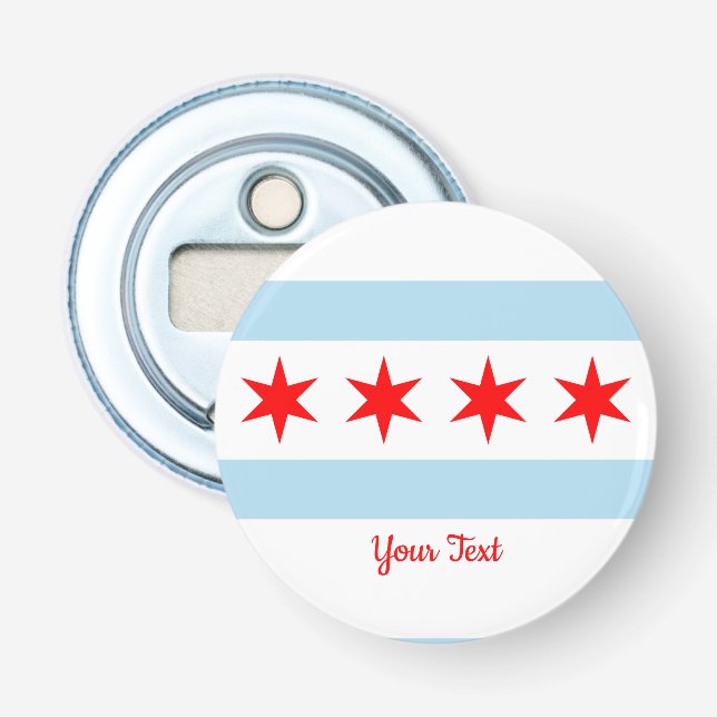 Flag of Chicago, Illinois Bottle Opener (Front)