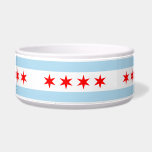 Flag of Chicago, Illinois Bowl<br><div class="desc">Pet Bowl with flag of city of Chicago (largest city in Illinois),  white and light blue striped flag with four red stars</div>