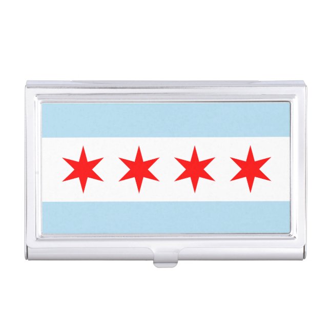 Flag of Chicago, Illinois Business Card Holder (Front)