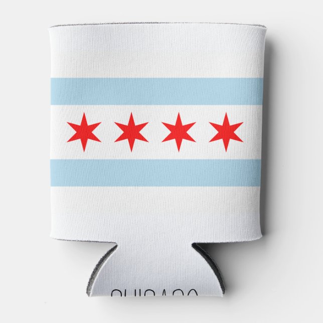 Flag of Chicago, Illinois Can Cooler (Front)