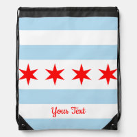 Flag of Chicago, Illinois Drawstring Bag