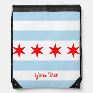 Flag of Chicago, Illinois Drawstring Bag