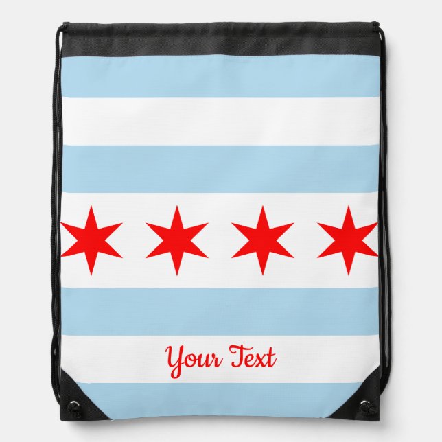 Flag of Chicago, Illinois Drawstring Bag (Front)