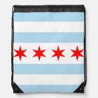 Flag of Chicago, Illinois Drawstring Bag
