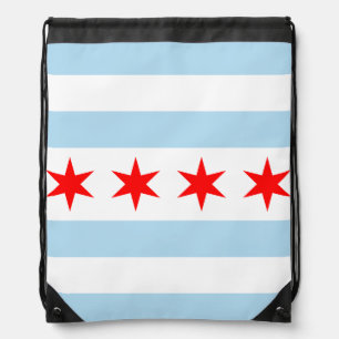Flag of Chicago, Illinois Drawstring Bag