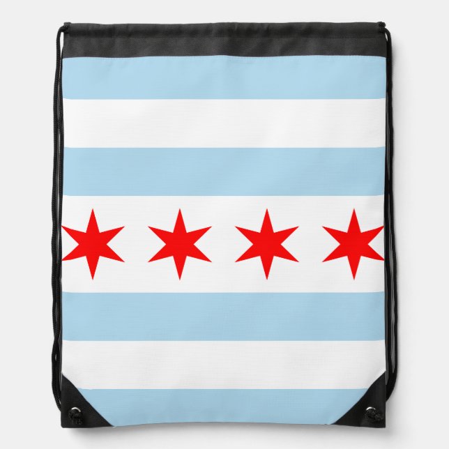 Flag of Chicago, Illinois Drawstring Bag (Front)