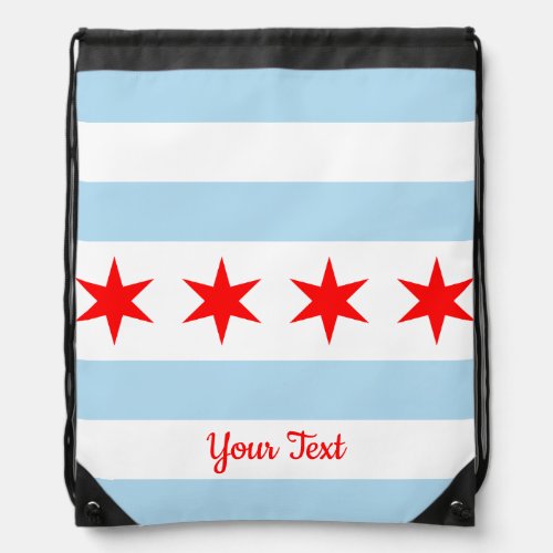 Flag of Chicago Illinois Drawstring Bag