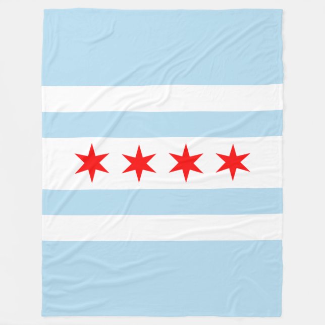 Flag of Chicago, Illinois Fleece Blanket (Front)