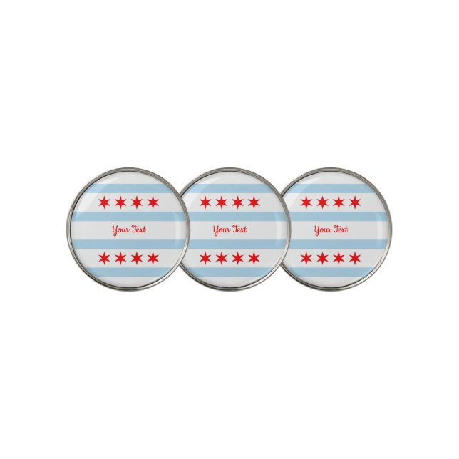 Flag of Chicago, Illinois  Golf Ball Marker (3 Up)