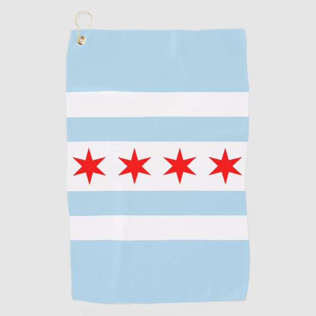 Flag of Chicago, Illinois Golf Towel (Front)
