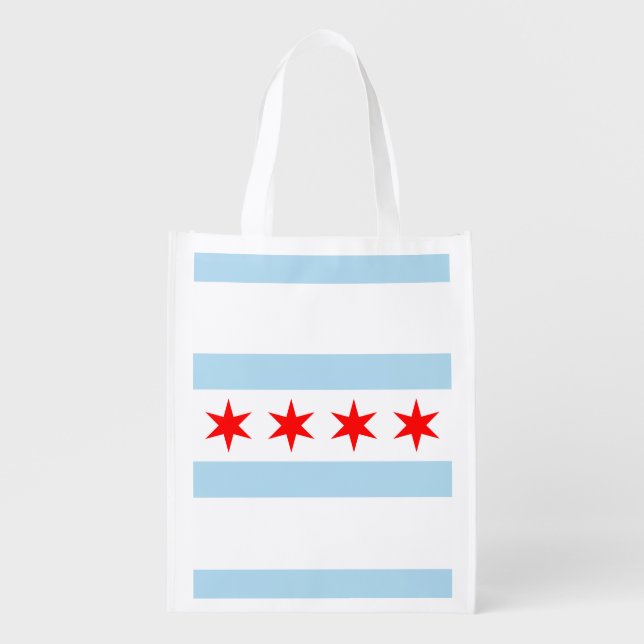 Flag of Chicago, Illinois Grocery Bag (Front)