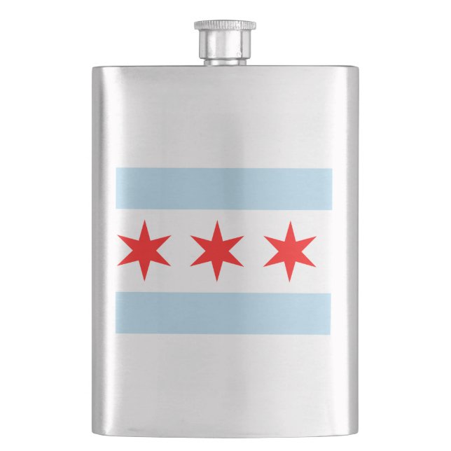 Flag of Chicago, Illinois Hip Flask (Front)