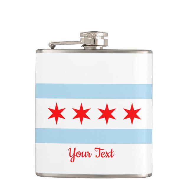 Flag of Chicago, Illinois Hip Flask (Front)