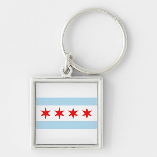Flag of Chicago Illinois Keychain