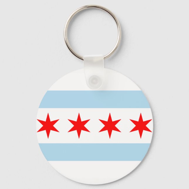 Flag of Chicago, Illinois Keychain (Front)