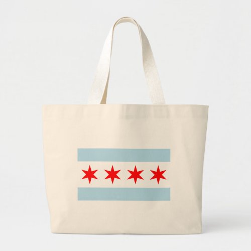 Flag of Chicago Illinois  Large Tote Bag