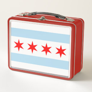 Flag of Chicago, Illinois Metal Lunch Box