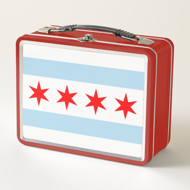 Flag of Chicago, Illinois Metal Lunch Box (Front)