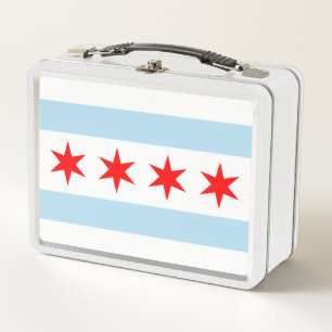 Flag of Chicago, Illinois Metal Lunch Box