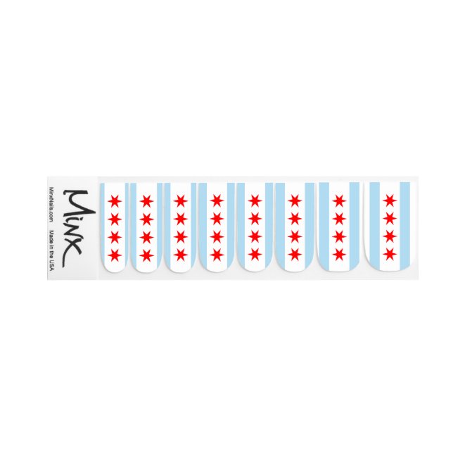 Flag of Chicago, Illinois Minx Nail Wraps (Left Hand)