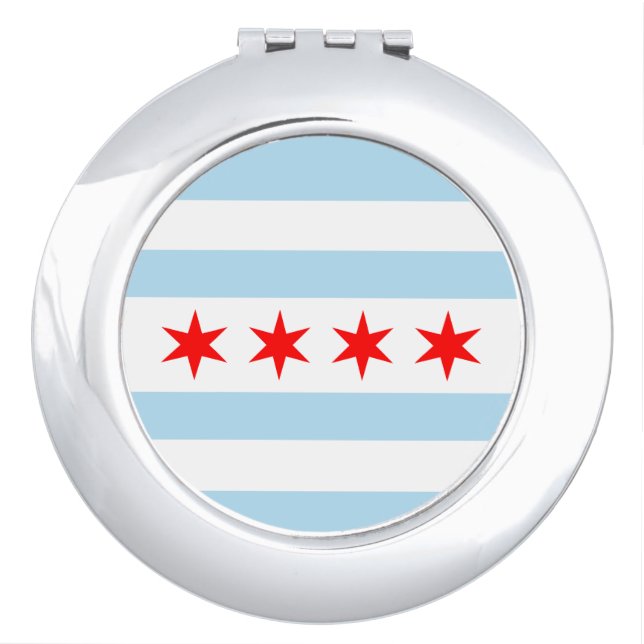 Flag of Chicago, Illinois Mirror For Makeup (Front)