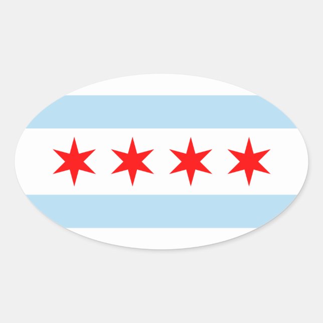 Flag of Chicago, Illinois Oval Sticker (Front)