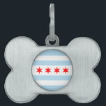 Flag of Chicago, Illinois Pet ID Tag<br><div class="desc">Pet Tag with flag of city of Chicago (largest city in Illinois),  white and light blue striped flag with four red stars</div>