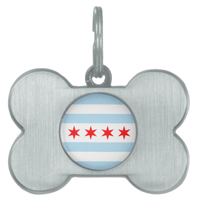 Flag of Chicago, Illinois Pet ID Tag (Front)