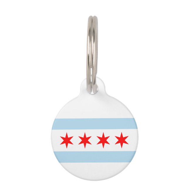 Flag of Chicago, Illinois Pet Name Tag (Front)