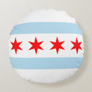 Flag of Chicago, Illinois Round Pillow