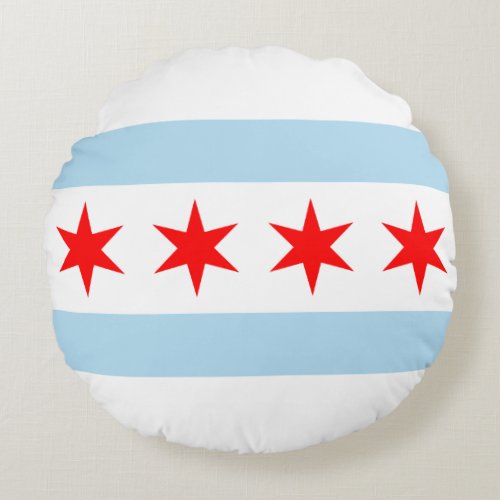 Flag of Chicago Illinois Round Pillow