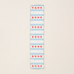 Flag of Chicago, Illinois  Scarf<br><div class="desc">Scarf with flag of city of Chicago (largest city in Illinois),  white and light blue striped flag with four red stars</div>