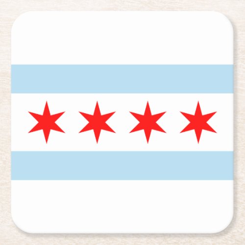 Flag of Chicago Illinois Square Paper Coaster