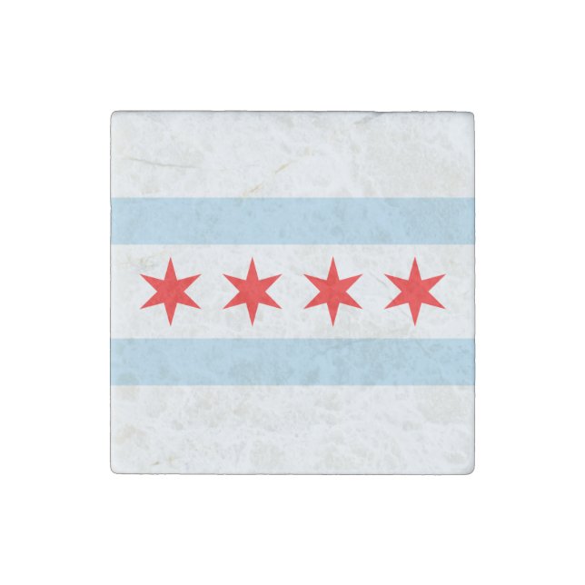 Flag of Chicago, Illinois Stone Magnet (Front)
