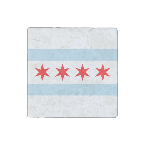 Flag of Chicago Illinois Stone Magnet