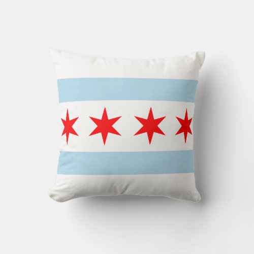 Flag of Chicago Illinois Throw Pillow