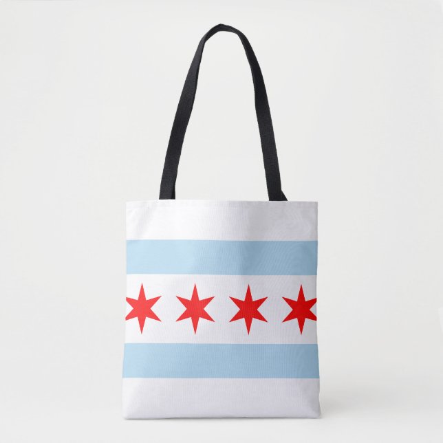 Flag of Chicago, Illinois Tote Bag (Front)