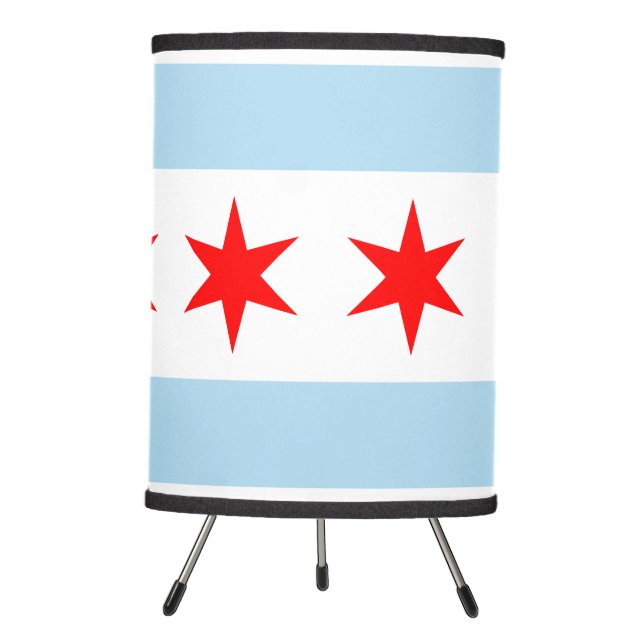 Flag of Chicago, Illinois Tripod Lamp (Front)