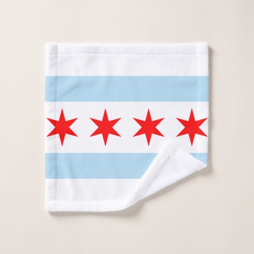 Flag of Chicago Illinois Wash Cloth