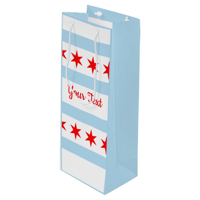 Flag of Chicago, Illinois Wine Gift Bag (Front Angled)