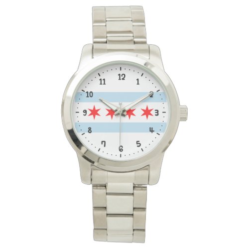 Flag of Chicago Illinois Wristwatch